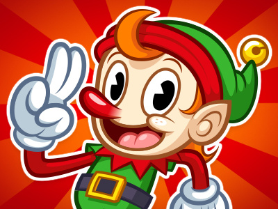 Christmas Elf cartoon character christmas elf funny illustration new retro stickers telegram vector year