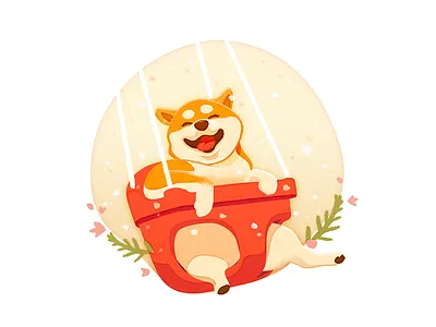 Year of the Dog akita animal dog new year park red swing yellow