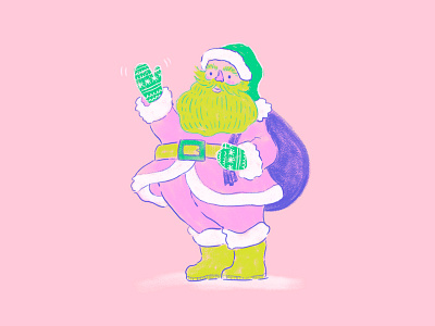 Pink Santa christmas illustration santa