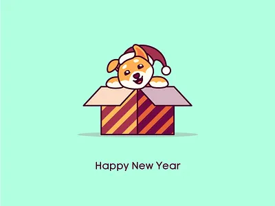 Yellow Puppy animal character cute dog gift happy holiday illustration new year pet puppy smile