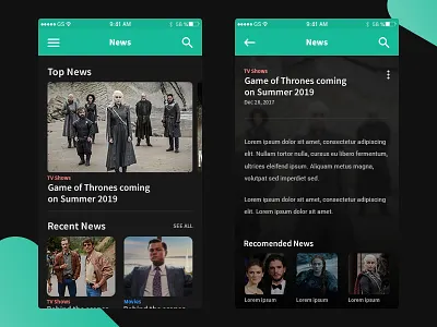 Movie / Tv series app dark ios iphone mobile movie simple ui user interface ux