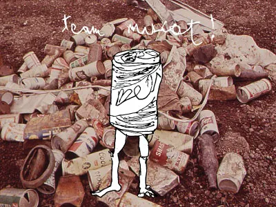 team mascot beer can illustration trash