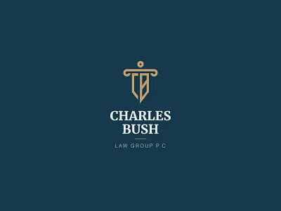 Charles Bush Logo Design capital justice law logo pillars shield sword