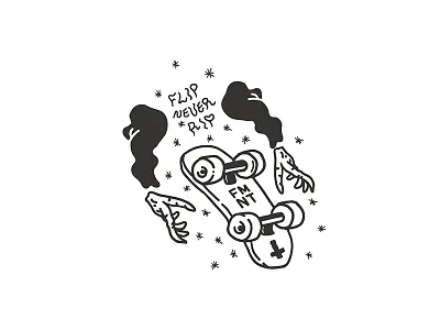 Flip never r.i.p. doodle ghost illustration skate