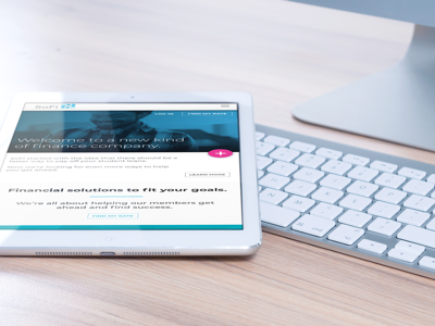 SoFi Landing Page data financial responsive tablet ui