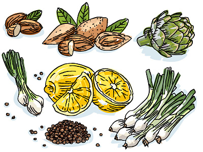 Ingredients almond artichoke black pepper green onion ingredients lemon