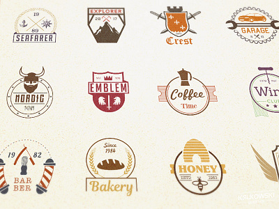Badges Pack badge bundle creativemarket logo set sign symbol vector vintage