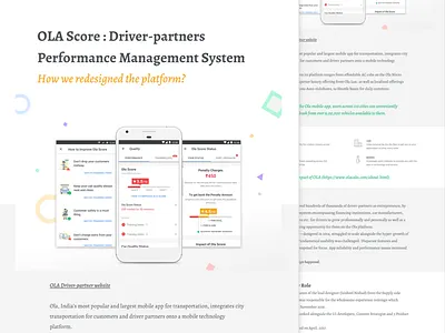 Ola Score - Portfolio Case Study icons illustrations minimal mobile ola page portfolio typography ui ux web