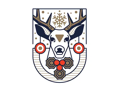 Happy New Year 2018 badge deer design greetings happy new year illustration snow snow flake winter