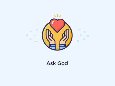 Ask God ask bright god hand heart illustration vector