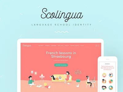 Scolingua characterdesign graphicdesign identity illustration languageschool webdesign