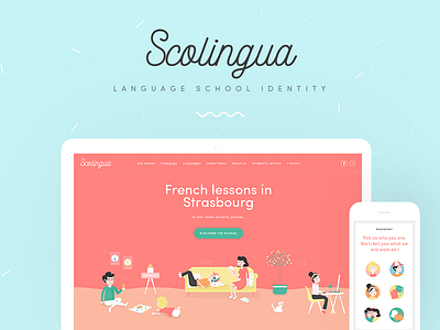 Scolingua characterdesign graphicdesign identity illustration languageschool webdesign