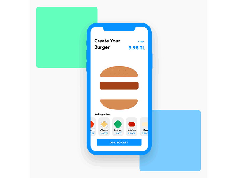 Create Your Burger animation app burger dailyui inspiration interaction iphone principle