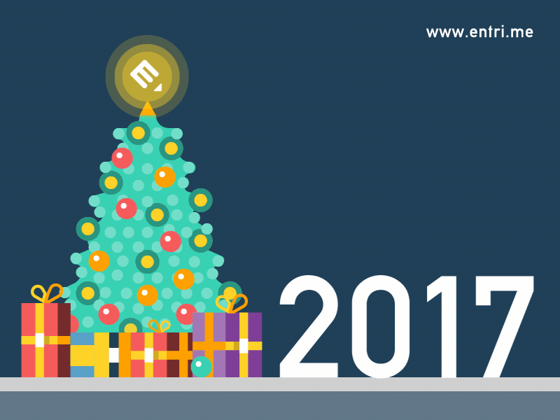 Happy New Year 2018 2017 2018 2k18 animation christmas lights christmas tree gif gifts happy new year loop motion graphics text. star