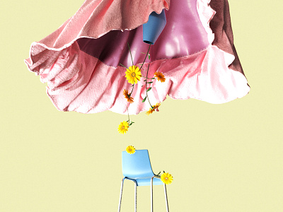 Flowering Down 3d cinema4d cloth colors flower minimal plant redshift tea time
