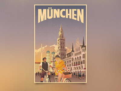 München Travel Poster germany illustration munchen munich poster travel travel poster vintage