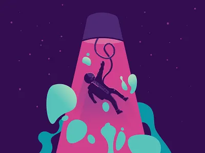 Space Lamp astronaut illustration lamp lava space stars vector