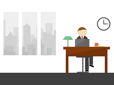 First Attempt at Scene Illustration attempt design first flat illustration office person scene