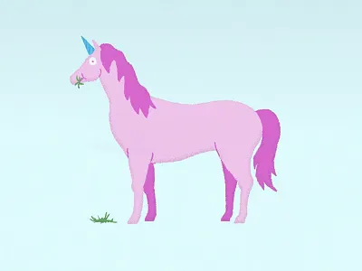 Pink Unicorn animation character grass not a horse unicorn