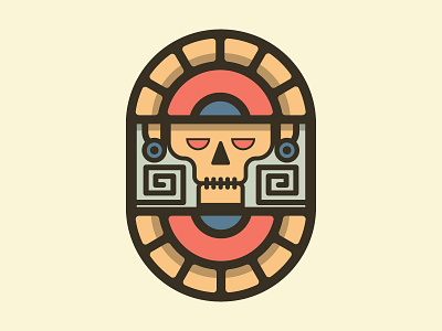 Mayan Logo clean color illustrator line logo mayan modern shades skull work