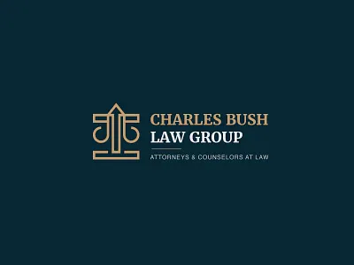 Another concept design for Charles Bush b balance c justice law logo