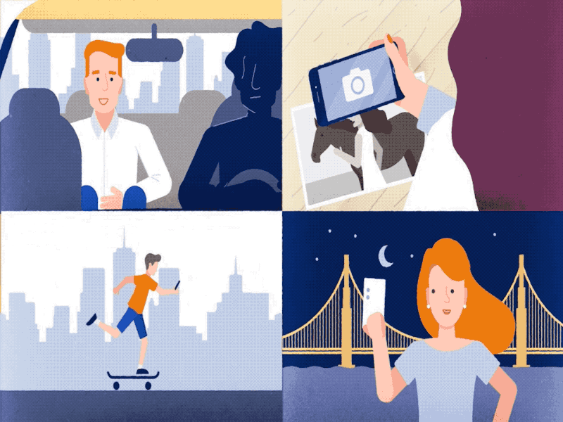 Phones animation character design characters explainer explainer video fun illustration motion graphics outline simple illustration