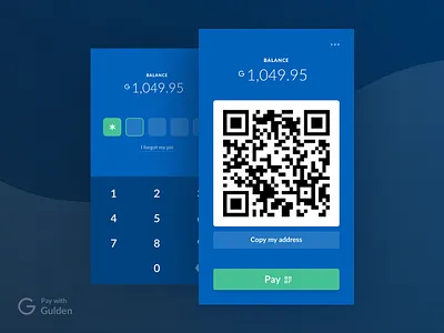 Pay with Gulden bitcoin cryptocurrency currency design exchange finance gulden ideal interface mobile qr code
