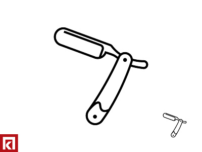 Straight Razor art branding design flat icon logo thick lines vector