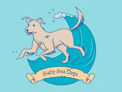 Salty Sea Dogs badge blue dog logo ocean pirate salty sea water wave