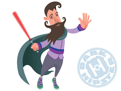 Dark Hipster beard cartoon character dark hipster jedi lightsaber sith star wars