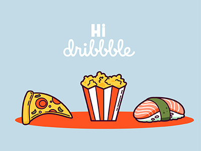 Sushi - Pizza - Popcorn colorful food pizza popcorn sushi vector