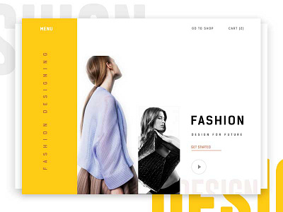 Fashion design website template (Concept) app clean fashion graphics landing page modern uiux. design yellow