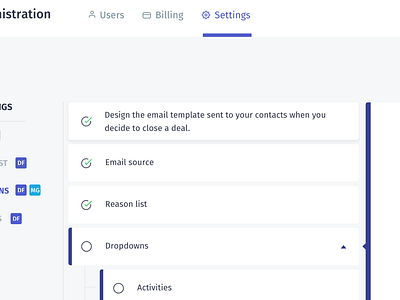 Settings - UI cloud dashboard kushim saas settings