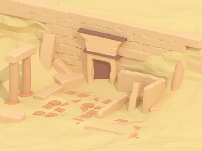 Temple 3d ancient egypt illustration low poly lowpoly temple