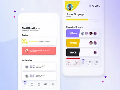 Profil and Notifications app color iphone notifications profil ui ux