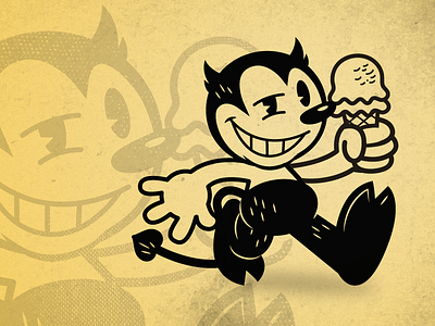 Beezle the Misfit Imp 1930s 30s bendy character cuphead illustration retro vintage