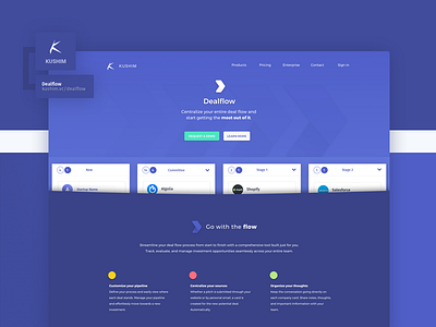 Kushim Dealflow Landing kushim landing product saas website
