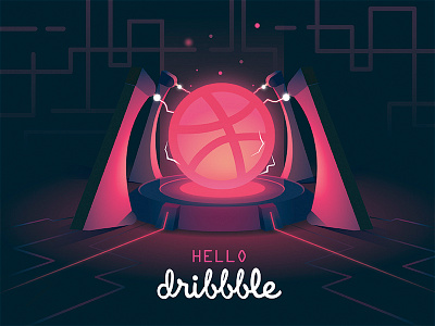 Hello Dribbble ball dribbble energy first shot hello illustration