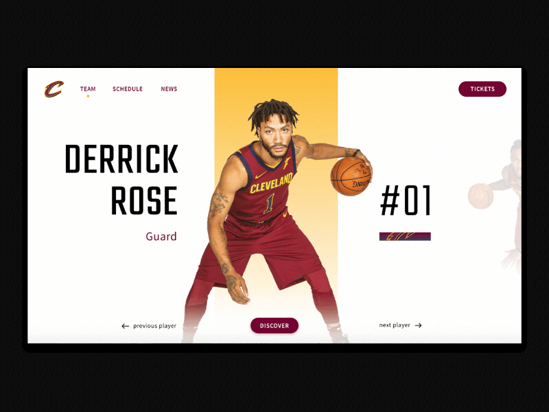 NBA Cavaliers - Team animation animation basketball cavs cleveland cavaliers derrick rose interactive design jae crowder lebron james nba sport ui ux