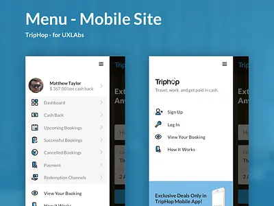 Mobile Menu flat hamburger icon menu mobile side travel web