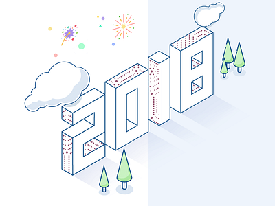 Happy New Year 2018 everyone :) 2018 color colour fireworks isometric new number ui year