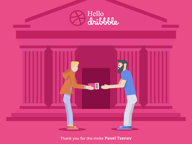 Hello Dribbble! animation first shot hello dribbble invitation pink thanks