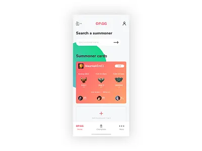 op.gg redesign / homepage — app clean gradients league of legends mobile mobile ui design op.gg ui