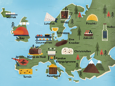Spice Up Your Festive Feast With Christmas Cuisine From Europe. cooking food editorial illustration map