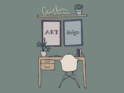 Art & Design chair desk drawing eames furniture home illustrate modern plant succulent wall art work