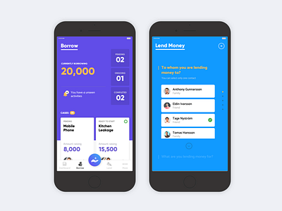 Borrow Ease app borrow credit design lend mobile ui