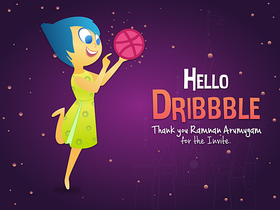 Hello Dribbble character disney dribbble firstshot illustration joy