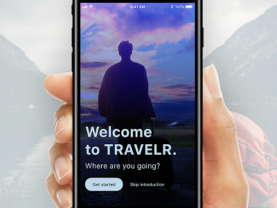 Travel app landing screen app flight interface introduction landing page travel travelr ui ux