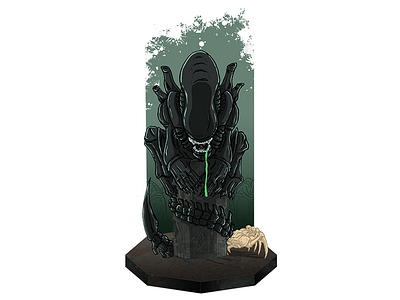 Xenomorph acid alien cosmic facehugger illustration xenomorph