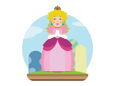 Timid Toadstool illustration mario nintendo pastel peach